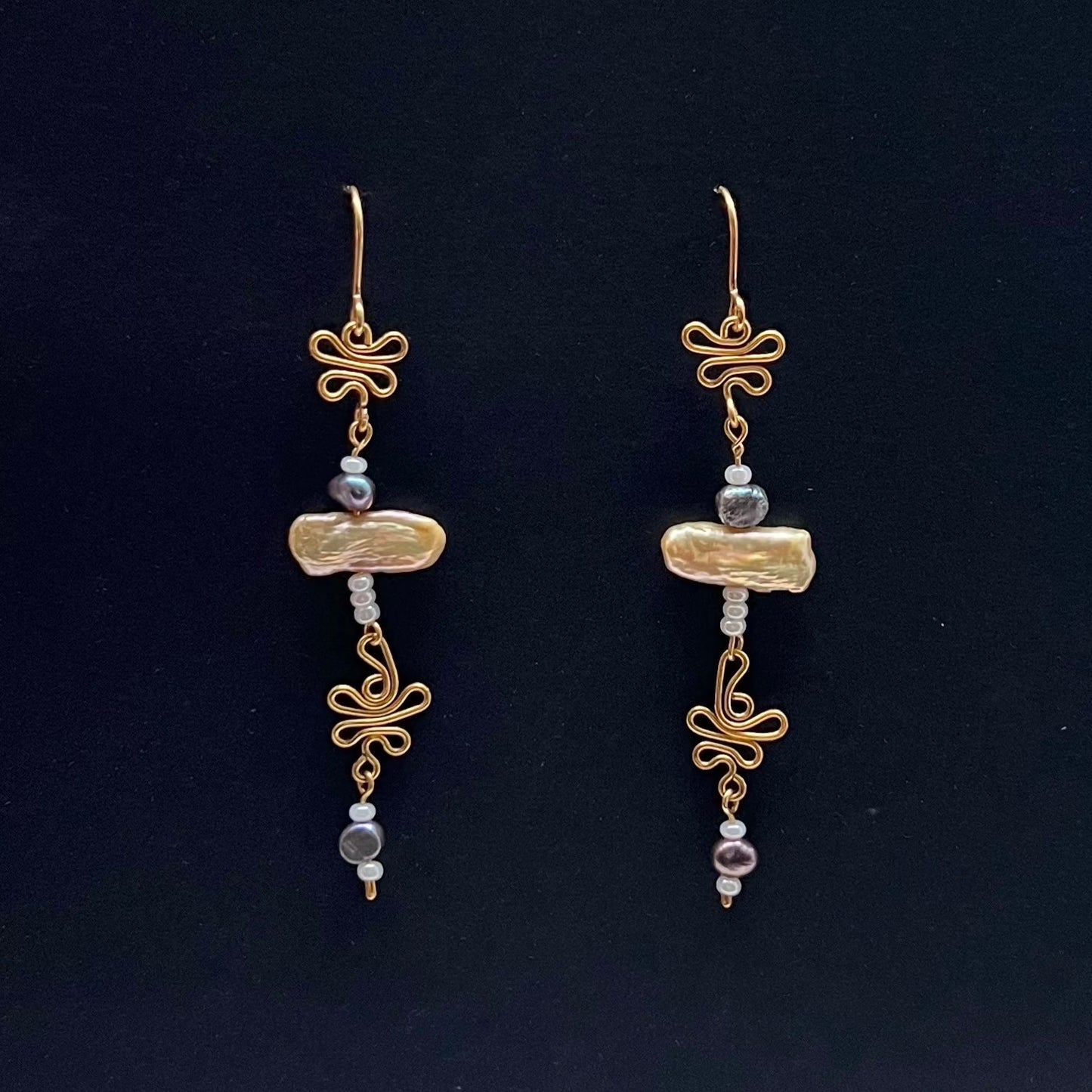 Boucles d'oreilles en or et perles Faeri